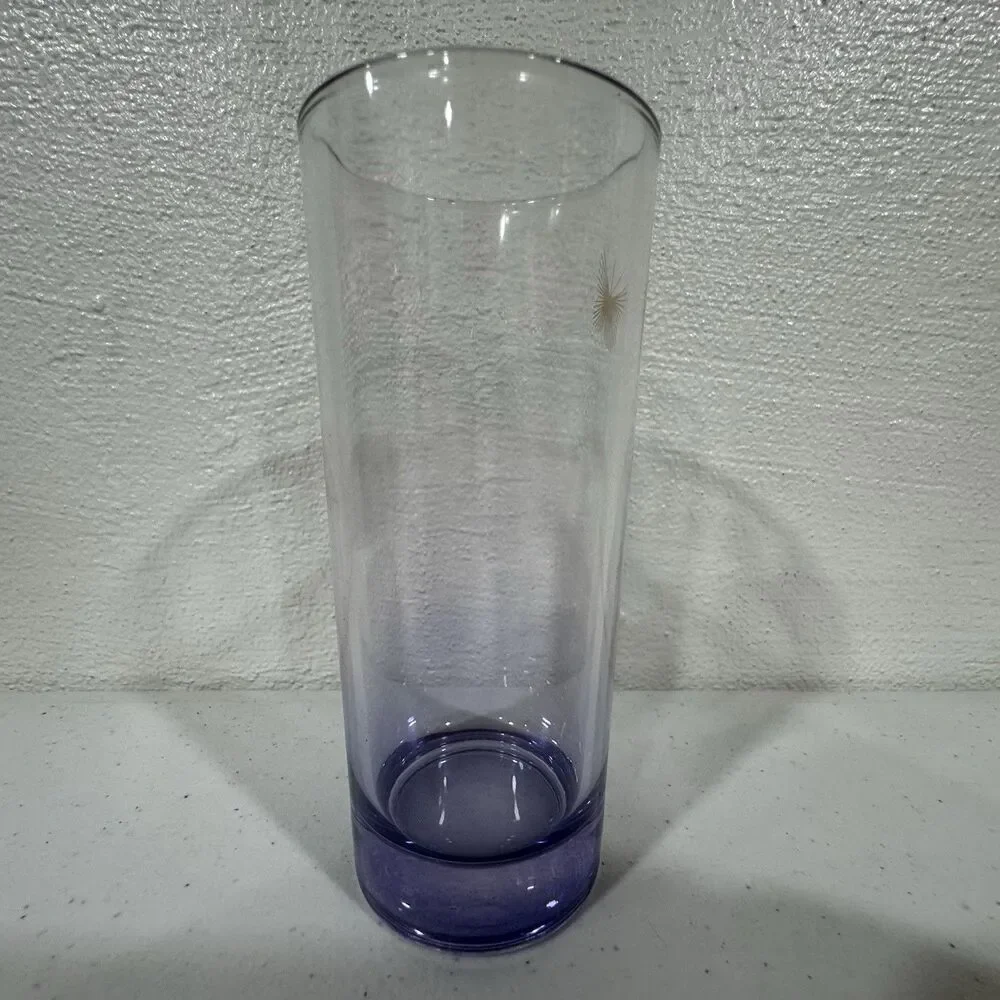 Avon Vintage Blue Purple Ombré Highball Glass with Gold Butterfly (6